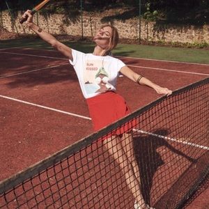 Sezane Red Silk Skirt, Sz 6 US, FR 38 NWOT